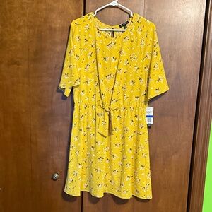 As U Wish Yellow Floral Midi Dress